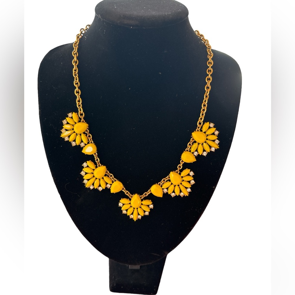 Stunning J Crew necklace. Bright yellow with clear rhinestones(?). Beautiful.